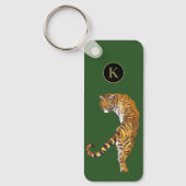 両面の若い野生と自由なタイガーモノグラムグリーン キーホルダー (正面)
