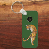 両面の若い野生と自由なタイガーモノグラムグリーン キーホルダー (正面)