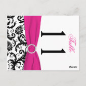 両面の黒、白、ピンクのダマスクのテーブル番号 ポストカード (裏面)