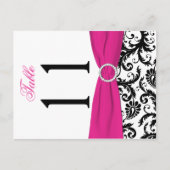 両面の黒、白、ピンクのダマスクのテーブル番号 ポストカード (正面)