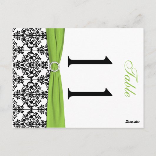 両面の黒、白、ライムダマスクのテーブル番号 ポストカード (裏面)