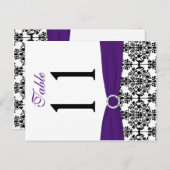 両面の黒、白、紫のダマスクのテーブル番号 ポストカード (正面/裏面)