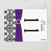 両面の黒、白、紫のダマスクのテーブル番号 ポストカード (裏面)