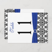 両面の黒、白、青のダマスクのテーブル番号 ポストカード (正面/裏面)