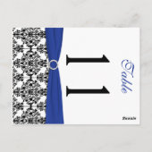 両面の黒、白、青のダマスクのテーブル番号 ポストカード (裏面)