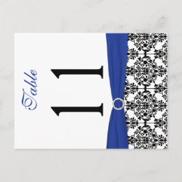 両面の黒、白、青のダマスクのテーブル番号 ポストカード