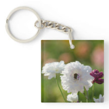 (両面の) Keychainの花分野Flwrを平方して下さい