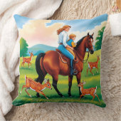 両面まくら:母、子、鹿 クッション (ブランケット)