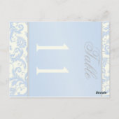 両面アイボリーと青ダマスクのテーブル番号 ポストカード (裏面)