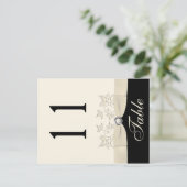 両面アイボリーと黒フローラテーブル番号 ポストカード (スタンド正面)