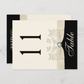 両面アイボリーと黒フローラテーブル番号 ポストカード (正面/裏面)