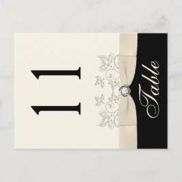 両面アイボリーと黒フローラテーブル番号 ポストカード