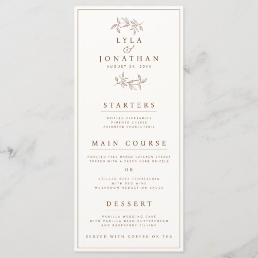 両面アイボリーとRustの結婚バー/ディナーメニュー メニュー (正面)