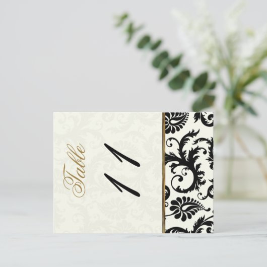 両面アイボリー、金ゴールド、および黒の表番号 ポストカード (スタンド正面)