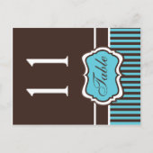 両面アクアと茶色のダマスクのテーブル番号 ポストカード (正面)