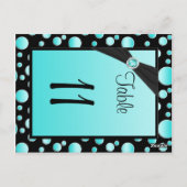 両面アクア、黒水玉模様表の番号 ポストカード (裏面)