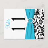 両面アクア、黒、白のダマスクのテーブル番号 ポストカード (正面)