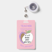 両面アップルスクール先生IDバッジ バッジ (正面（伸縮クリップ）)