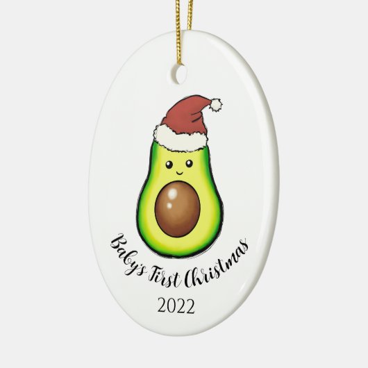 両面アバカドベビーの初めてのクリスマスw.写真 セラミックオーナメント (左)