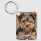 両面アルミ製犬の写真キーチェーン キーホルダー (正面)