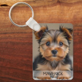 両面アルミ製犬の写真キーチェーン キーホルダー (正面)