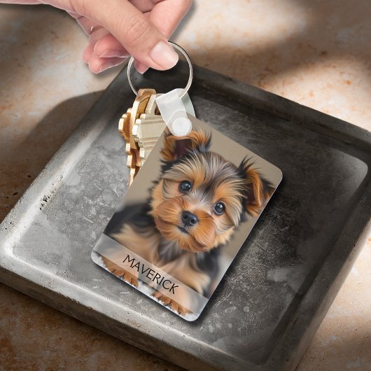 両面アルミ製犬の写真キーチェーン キーホルダー