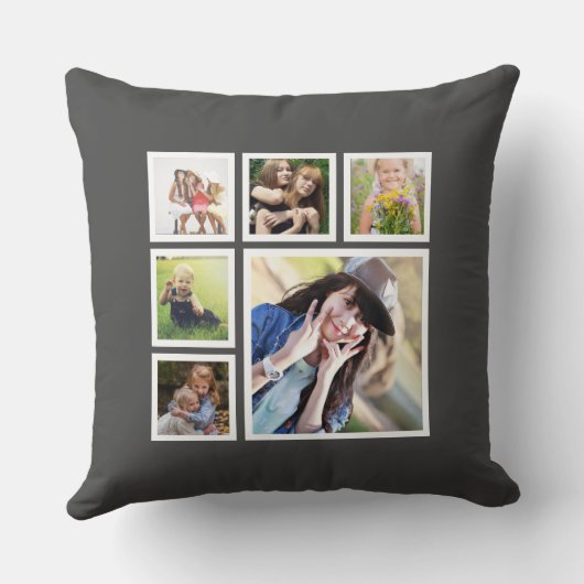 両面インスタグラムファミリーフォトコラージュスロー クッション (裏面)