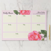 両面ウィークリープランナー水彩ピンクローズ ペーパーパッド (インサイチュ)