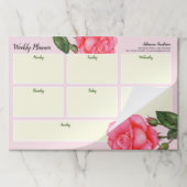 両面ウィークリープランナー水彩ピンクローズ ペーパーパッド (折り畳み)