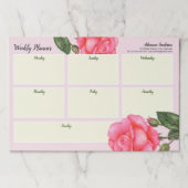 両面ウィークリープランナー水彩ピンクローズ ペーパーパッド (正面)