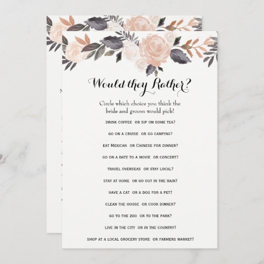 両面ウェディングシャワーゲーム - 花婿の言葉| どちらかというと (正面/裏面)