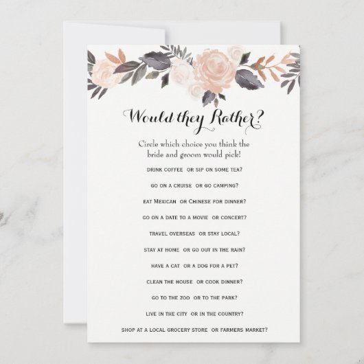 両面ウェディングシャワーゲーム - 花婿の言葉| どちらか (正面)