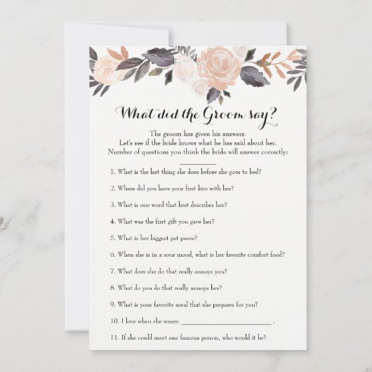 両面ウェディングシャワーゲーム - 花婿の言葉| どちらか (裏面)