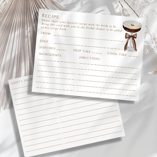 両面エスプレッソマティーニ テーマのレシピカード エンクロージャーカード