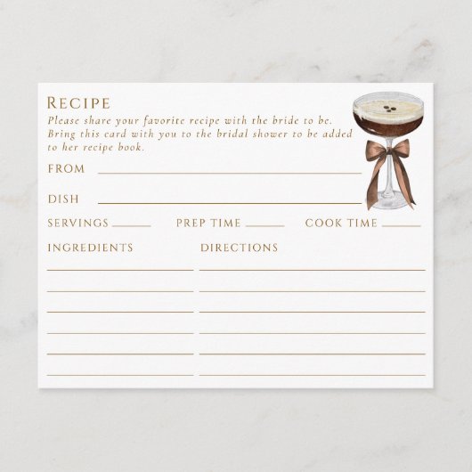 両面エスプレッソマルティーニをテーマにしたレシピカード エンクロージャーカード (正面)