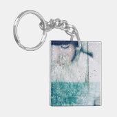 両面エメラルドの女の子の緑の白い海 キーホルダー (正面左)