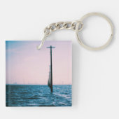 両面エメラルドの女の子の緑の白い海 キーホルダー (裏面)