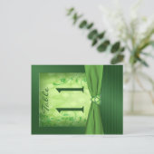 両面エメラルドグリーンテーブル番号 ポストカード (スタンド正面)