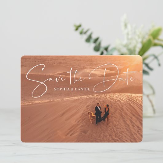 両面エレガント写真の日付を保存 セーブザデート (スタンド正面)