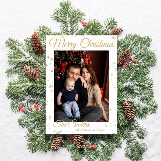 両面エレガント金ゴールドスター家族の写真 シーズンカード