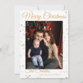 両面エレガント金ゴールドスター家族の写真 シーズンカード (正面)