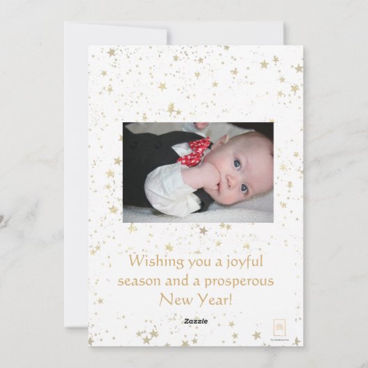 両面エレガント金ゴールドスター家族の写真 シーズンカード (裏面)