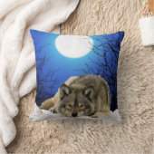 両面オオカミの枕 クッション (ブランケット)