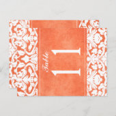 両面オレンジ色と白色のダマスクのテーブル番号 ポストカード (正面/裏面)