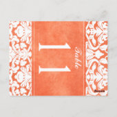 両面オレンジ色と白色のダマスクのテーブル番号 ポストカード (裏面)