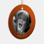 両面オレンジ2 xカスタム写真と文字 セラミックオーナメント (右)