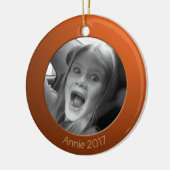 両面オレンジ2 xカスタム写真と文字 セラミックオーナメント (左)