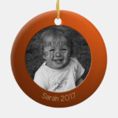 両面オレンジ2 xカスタム写真と文字 セラミックオーナメント (裏面)