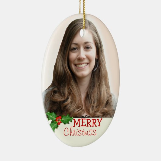 両面オーバルクリスマスフォトオーナメント セラミックオーナメント (右)