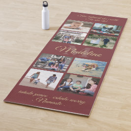 両面カスタムマントラブルゴーニュ金ゴールドモノグラム写真 ヨガマット